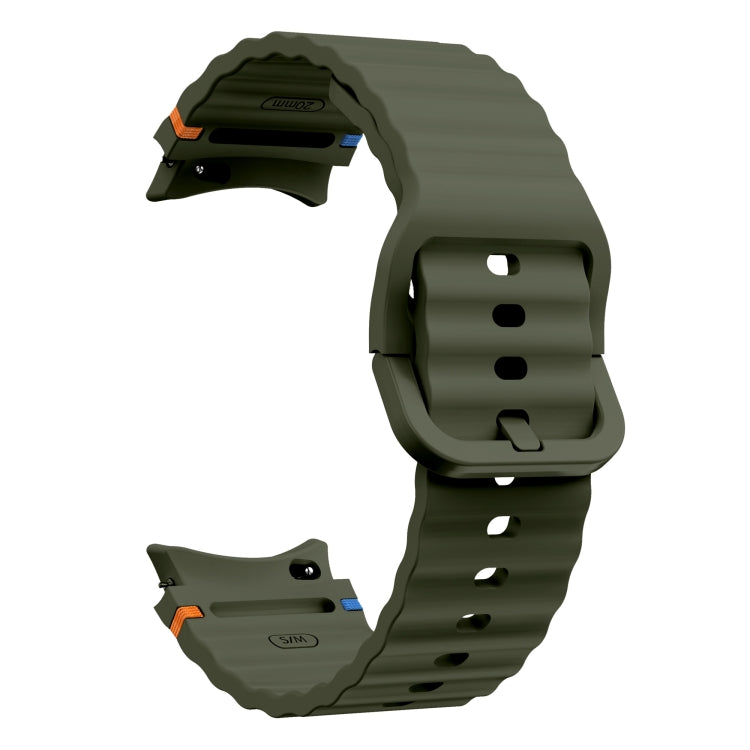 For Samsung Galaxy Watch 4 40 / 44mm Wave Pattern Stitched Silicone Watch Band(Army Green) - free shipping - PMC TechLife - Order now!