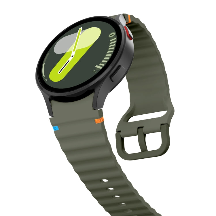 For Samsung Galaxy Watch 4 40 / 44mm Wave Pattern Stitched Silicone Watch Band(Army Green) - free shipping - PMC TechLife - Order now!