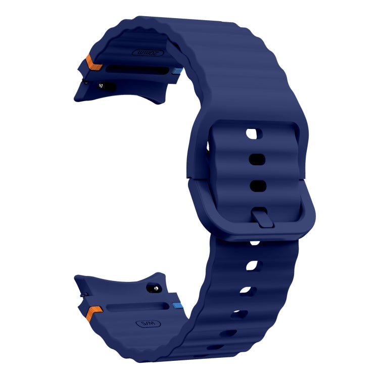 For Samsung Galaxy Watch 4 Classic 42 / 46mm Wave Pattern Stitched Silicone Watch Band(Dark Blue) - free shipping - PMC TechLife - Order now!