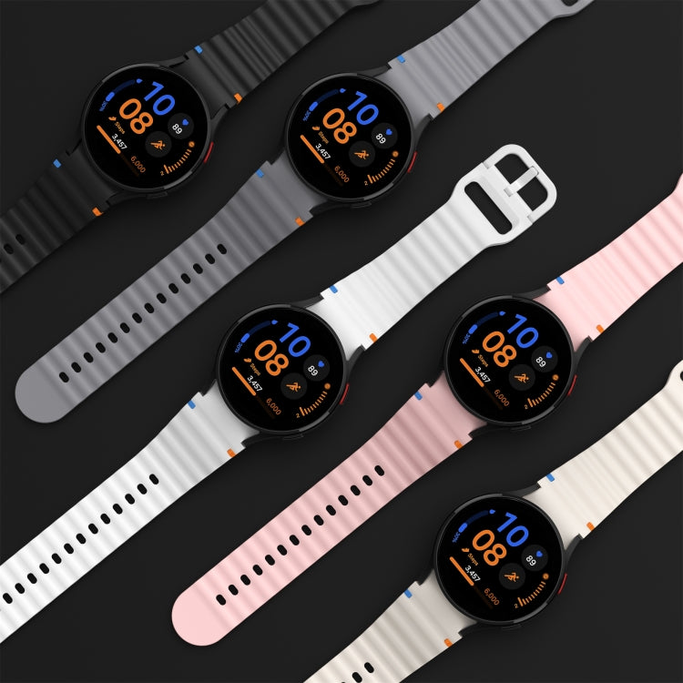 For Samsung Galaxy Watch 6 40 / 44mm Wave Pattern Stitched Silicone Watch Band(Black) - free shipping - PMC TechLife - Order now!