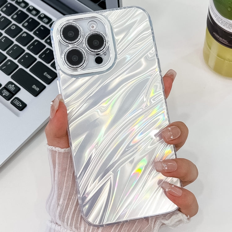 For iPhone 16 Pro Max Plating Glitter Texture TPU Phone Case with Lens Film(White Water Ripples) - iPhone 16 Pro Max Cases by PMC TechLife | Online Shopping South Africa | PMC TechLife | Buy Now Pay Later Mobicred
