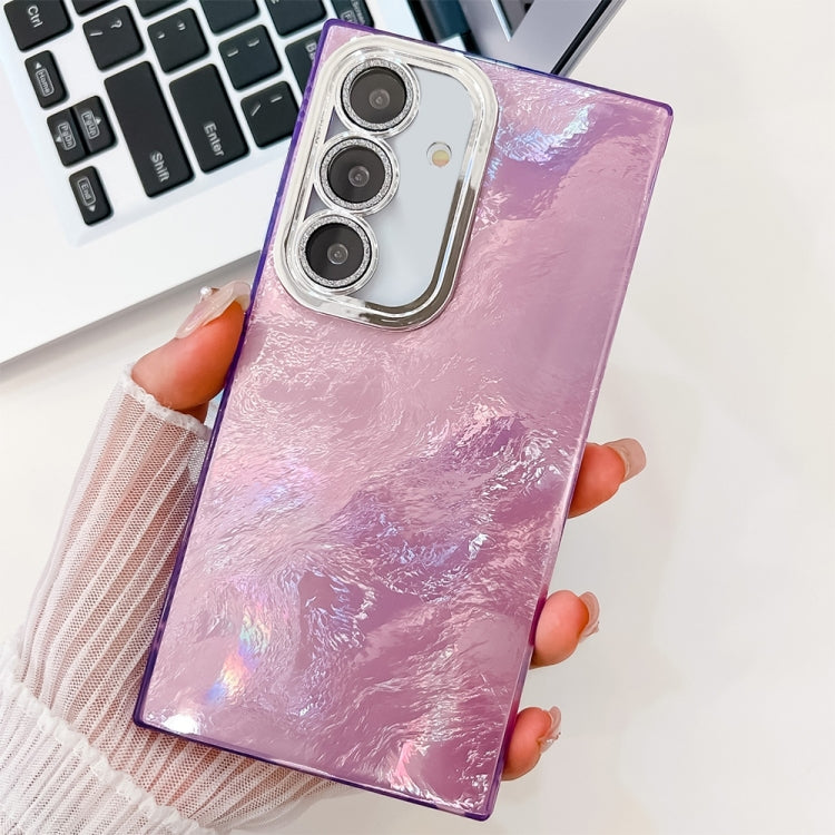 For Samsung Galaxy S25 5G Plating Glitter Texture TPU Phone Case with Lens Film(Purple Tinfoil Texture) - free shipping - PMC Jewellery - Order now!