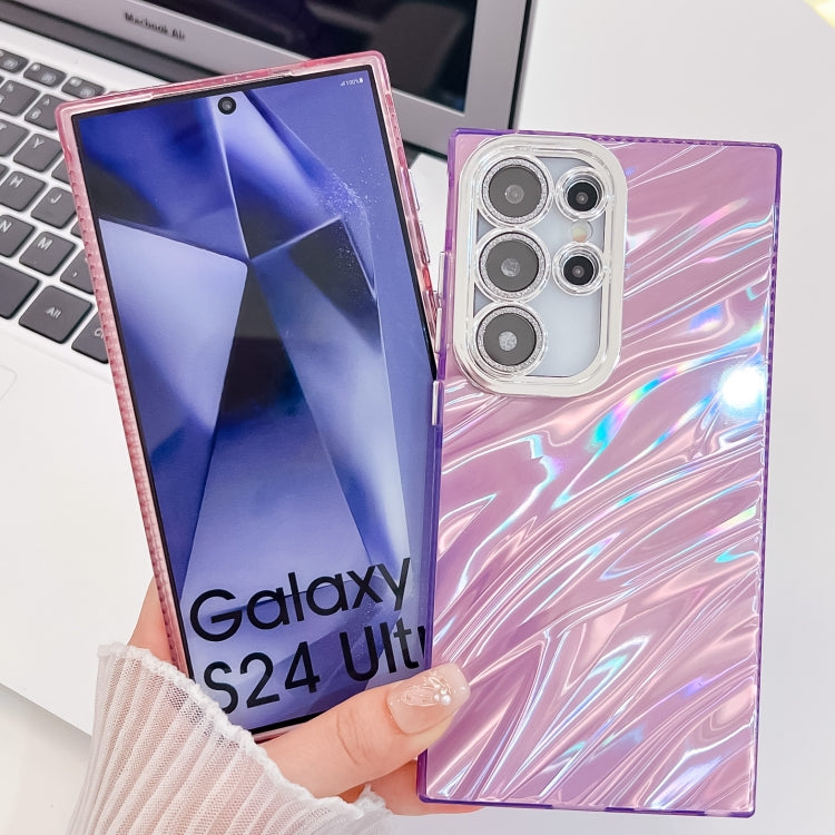 For Samsung Galaxy S25+ 5G Plating Glitter Texture TPU Phone Case with Lens Film(Pink Wrinkles) - free shipping - PMC Jewellery - Order now!