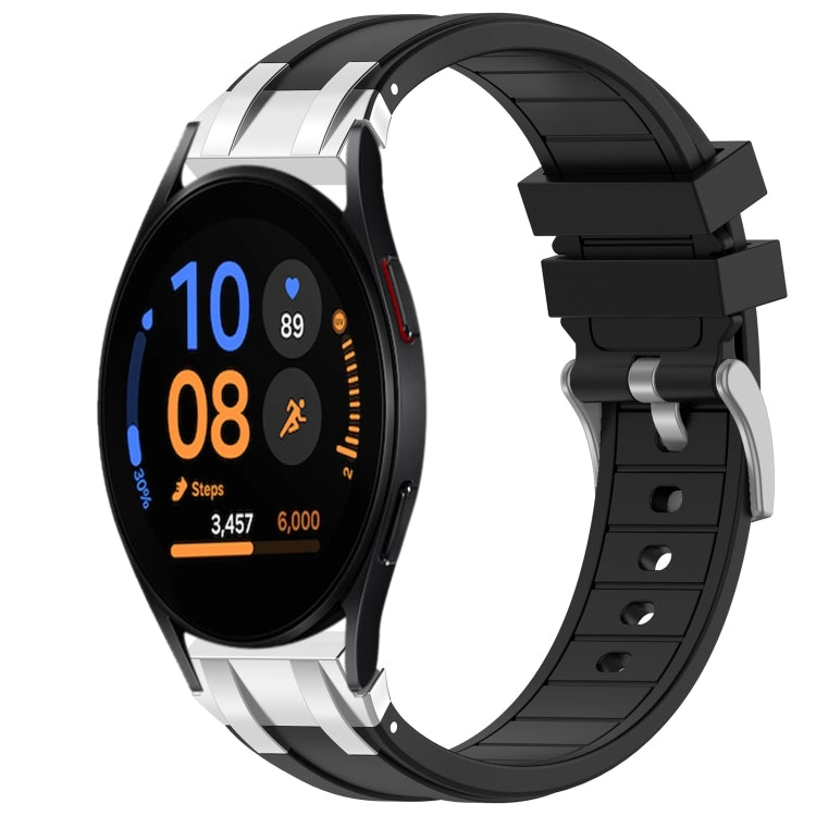 For Samsung Galaxy Watch FE 40mm 20mm Quick Release Silver Buckle Royal Silicone Watch Band(Black) - free shipping - PMC TechLife - Order now!