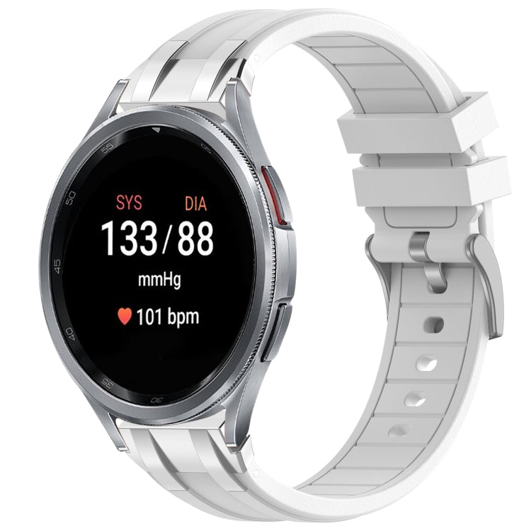 For Samsung Galaxy Watch 7 40 / 44mm 20mm Quick Release Silver Buckle Royal Silicone Watch Band(White) - free shipping - PMC TechLife - Order now!