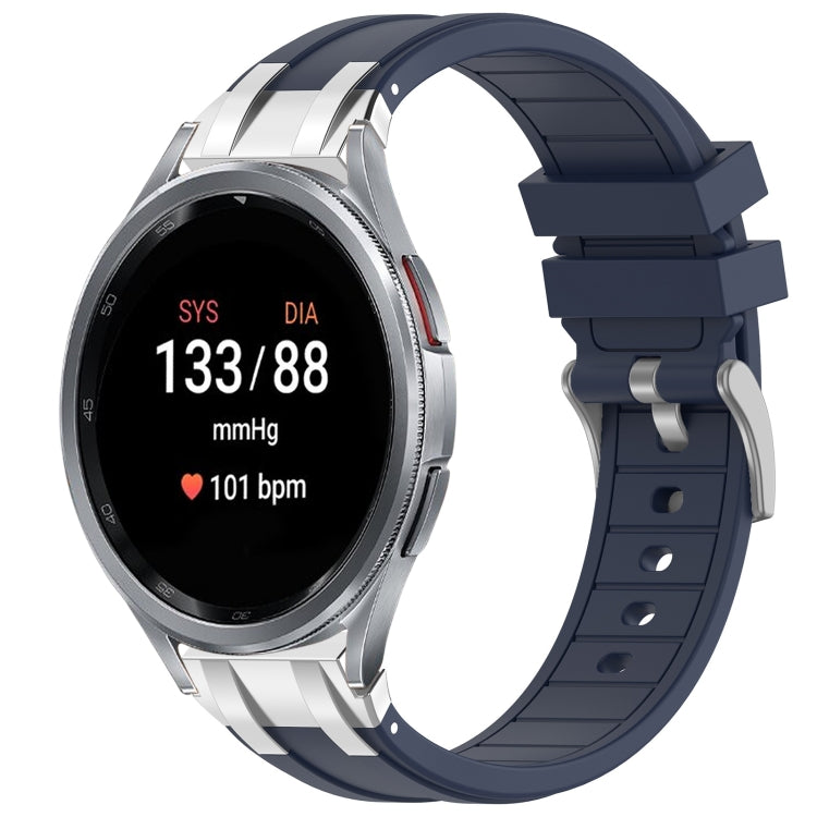For Samsung Galaxy Watch 7 40 / 44mm 20mm Quick Release Silver Buckle Royal Silicone Watch Band(Navy Blue) - free shipping - PMC TechLife - Order now!