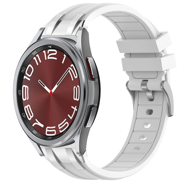 For Samsung Galaxy Watch 6 Classic 20mm Quick Release Silver Buckle Royal Silicone Watch Band(White) - free shipping - PMC TechLife - Order now!