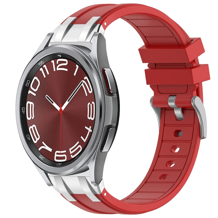 For Samsung Galaxy Watch 6 Classic 20mm Quick Release Silver Buckle Royal Silicone Watch Band(Red) - free shipping - PMC TechLife - Order now!