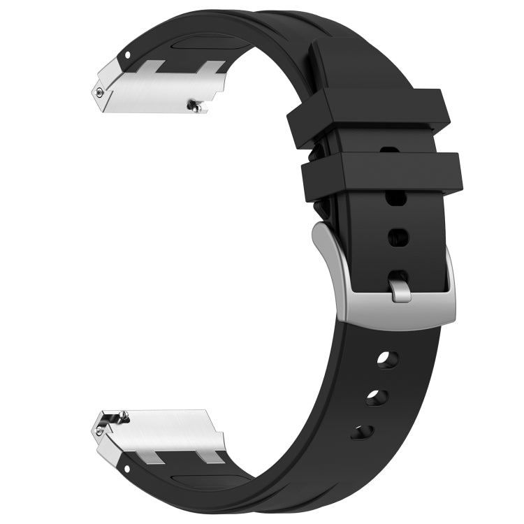 For Samsung Galaxy Watch 5 Pro 45mm 20mm Quick Release Silver Buckle Royal Silicone Watch Band(Black) - free shipping - PMC TechLife - Order now!