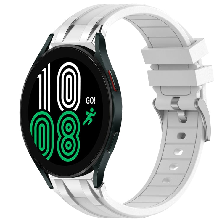 For Samsung Galaxy Watch 4 40 / 44mm 20mm Quick Release Silver Buckle Royal Silicone Watch Band(White) - free shipping - PMC TechLife - Order now!