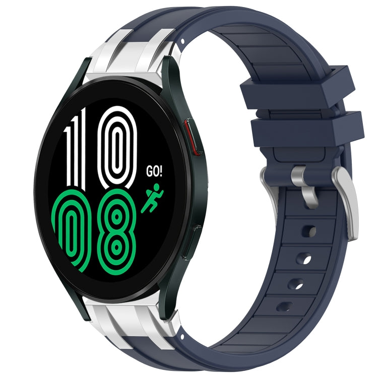 For Samsung Galaxy Watch 4 40 / 44mm 20mm Quick Release Silver Buckle Royal Silicone Watch Band(Navy Blue) - free shipping - PMC TechLife - Order now!