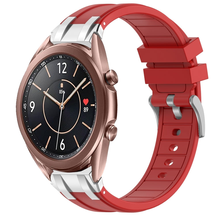 For Samsung Galaxy Watch3 41mm 20mm Quick Release Silver Buckle Royal Silicone Watch Band(Red) - free shipping - PMC TechLife - Order now!