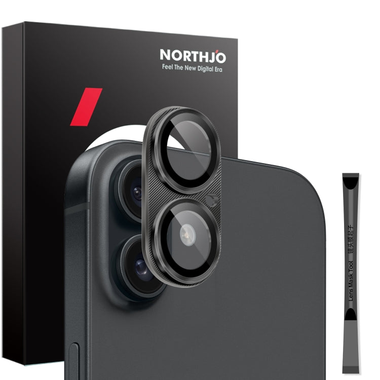 For iPhone 16 / 16 Plus NORTHJO CD Vein Camera Lens Protector Tempered Glass Rear Lens Film(Black) - iPhone 16 Tempered Glass by NORTHJO | Online Shopping South Africa | PMC TechLife | Buy Now Pay Later Mobicred