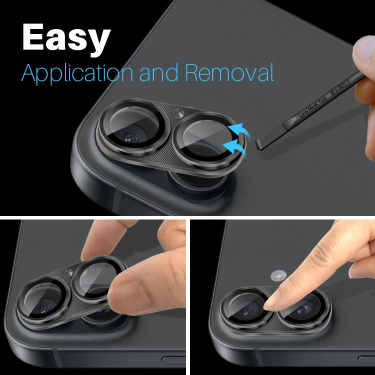 For iPhone 16 / 16 Plus NORTHJO CD Vein Camera Lens Protector Tempered Glass Rear Lens Film(Black) - iPhone 16 Tempered Glass by NORTHJO | Online Shopping South Africa | PMC TechLife | Buy Now Pay Later Mobicred