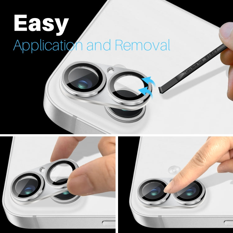 For iPhone 16 / 16 Plus NORTHJO CD Vein Camera Lens Protector Tempered Glass Rear Lens Film(Silver) - free shipping - PMC Jewellery - Order now!