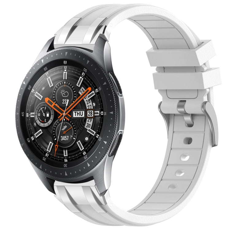 For Samsung Galaxy Watch 46mm 22mm Quick Release Silver Buckle Royal Silicone Watch Band(White) - free shipping - PMC TechLife - Order now!