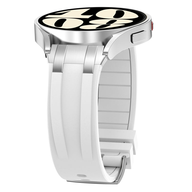 For Samsung Galaxy Watch 46mm 22mm Quick Release Silver Buckle Royal Silicone Watch Band(White) - free shipping - PMC TechLife - Order now!