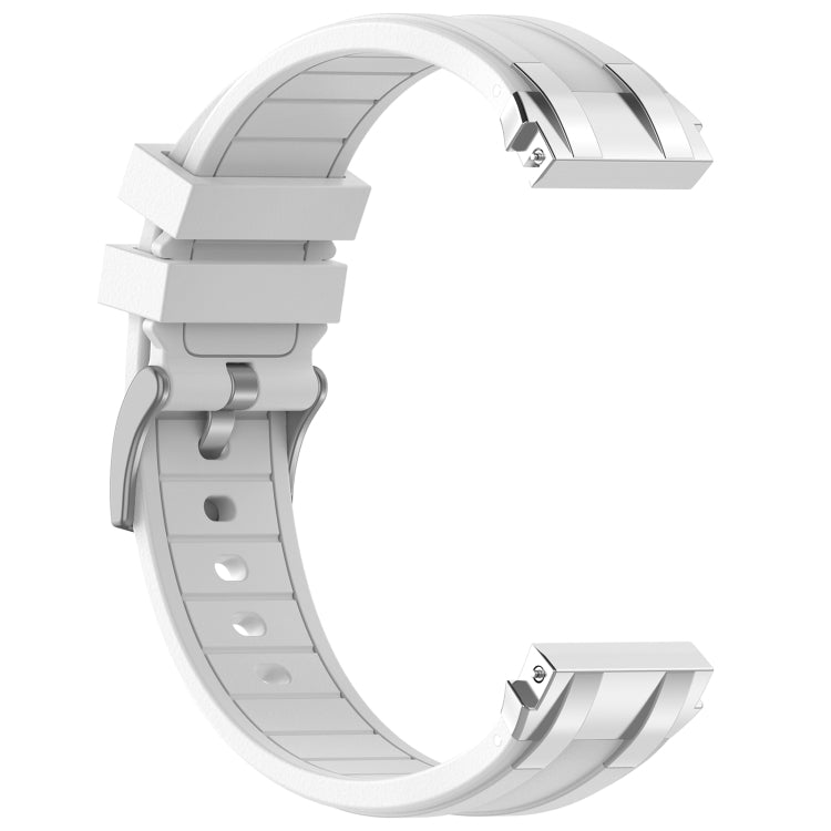 For Samsung Galaxy Watch 46mm 22mm Quick Release Silver Buckle Royal Silicone Watch Band(White) - free shipping - PMC TechLife - Order now!