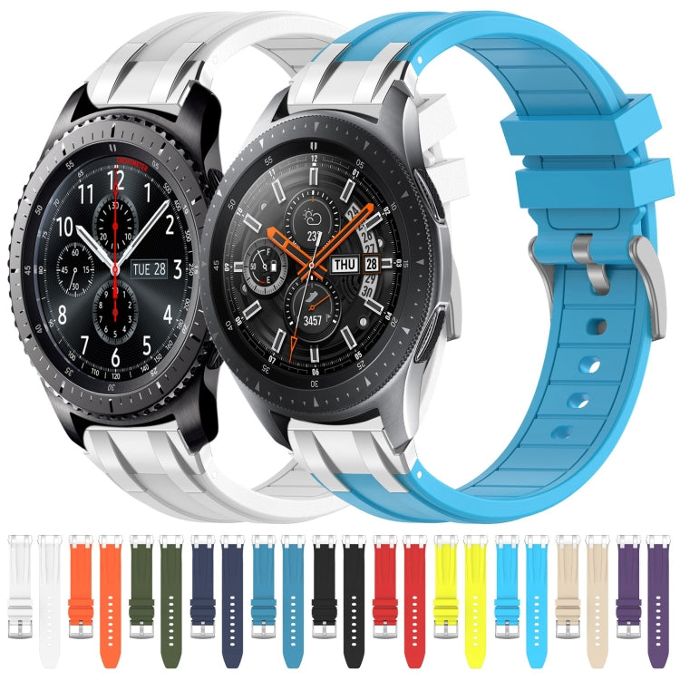 For Samsung Galaxy Watch 46mm 22mm Quick Release Silver Buckle Royal Silicone Watch Band(White) - free shipping - PMC TechLife - Order now!