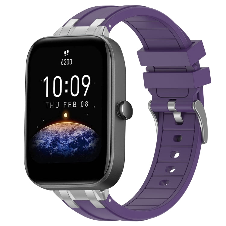 For Amazfit Bip3 20mm Quick Release Silver Buckle Royal Silicone Watch Band(Purple) - free shipping - PMC TechLife - Order now!
