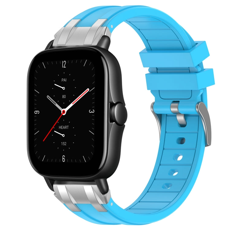 For Amazfit GTS 2e 20mm Quick Release Silver Buckle Royal Silicone Watch Band(Sky Blue) - free shipping - PMC TechLife - Order now!