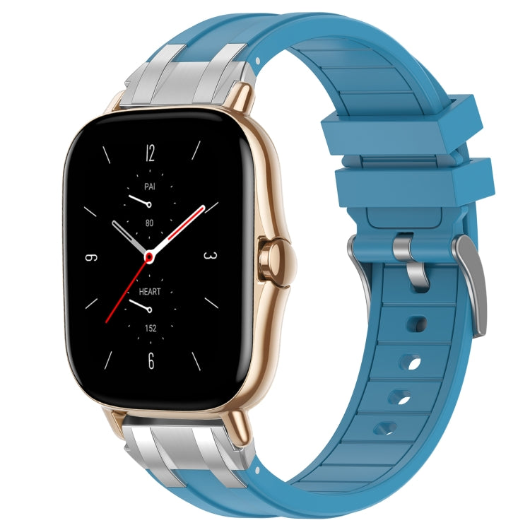 For Amazfit GTS 2 20mm Quick Release Silver Buckle Royal Silicone Watch Band(Sea Blue) - free shipping - PMC TechLife - Order now!
