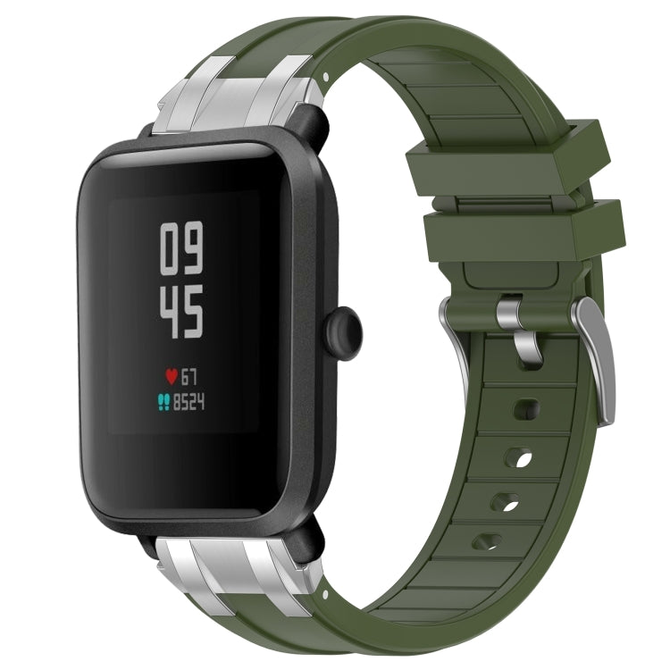 For Amazfit Bip Lite 20mm Quick Release Silver Buckle Royal Silicone Watch Band(Olive Green) - free shipping - PMC TechLife - Order now!