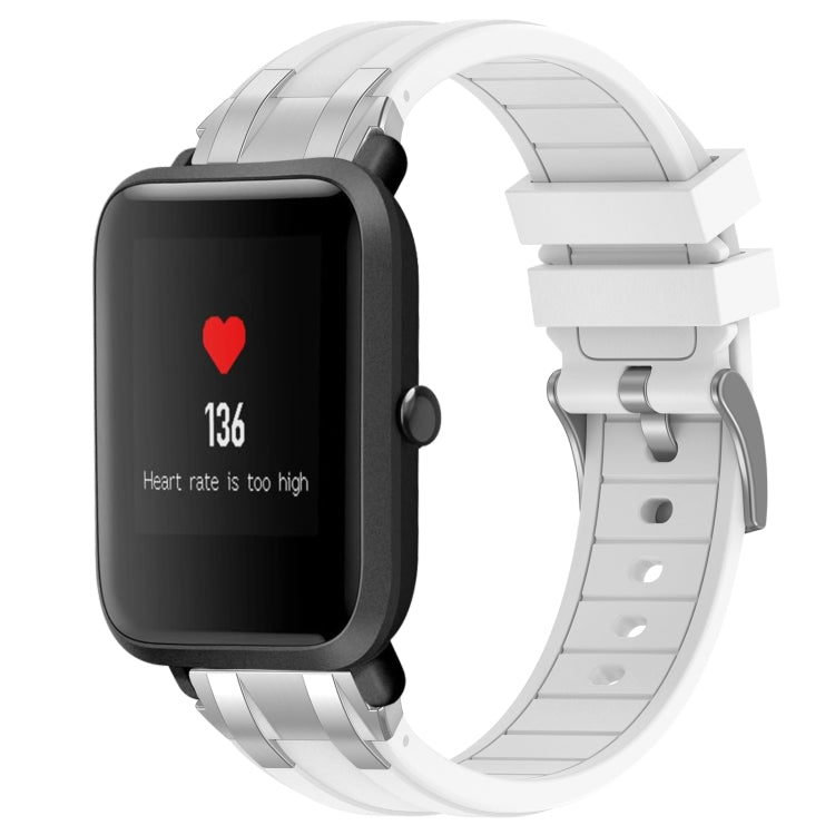 For Amazfit Bip 20mm Quick Release Silver Buckle Royal Silicone Watch Band(White) - free shipping - PMC TechLife - Order now!