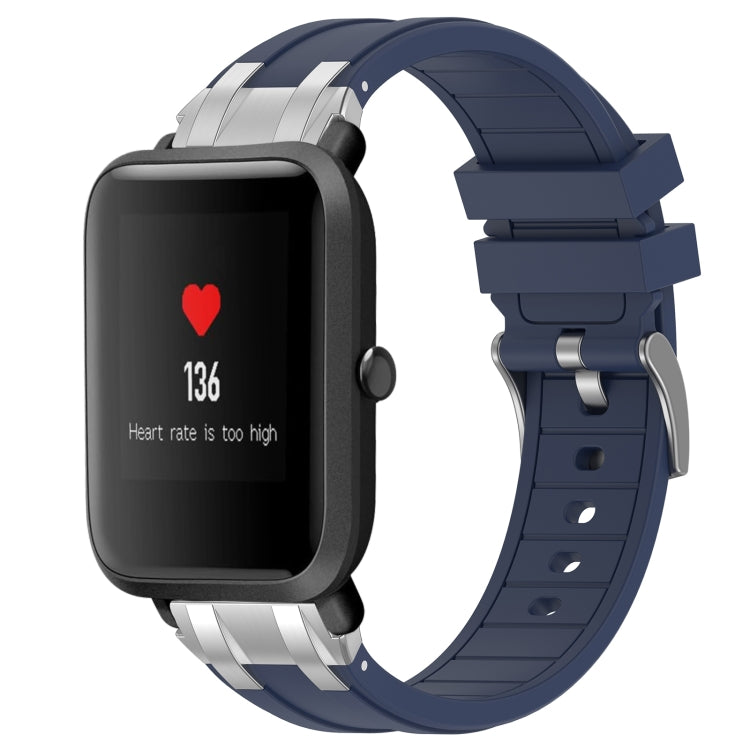 For Amazfit Bip 20mm Quick Release Silver Buckle Royal Silicone Watch Band(Navy Blue) - free shipping - PMC TechLife - Order now!