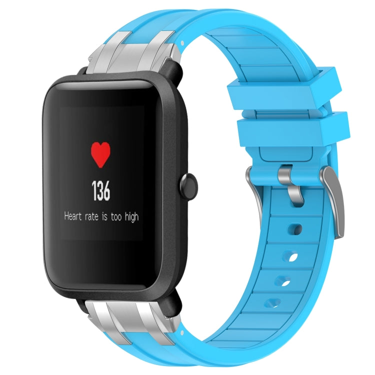 For Amazfit Bip 20mm Quick Release Silver Buckle Royal Silicone Watch Band(Sky Blue) - free shipping - PMC TechLife - Order now!