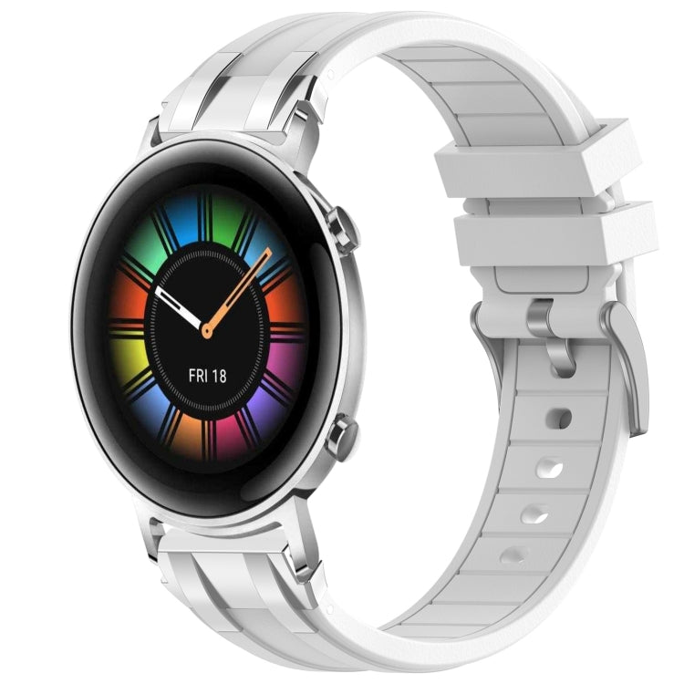 For Huawei Watch GT2 42mm 20mm Quick Release Silver Buckle Royal Silicone Watch Band(White) - free shipping - PMC TechLife - Order now!