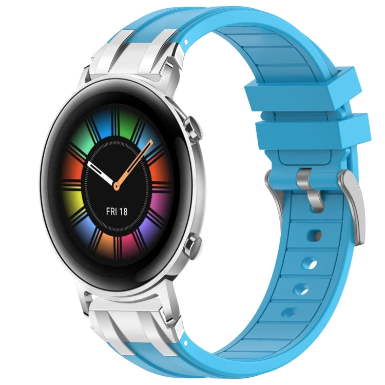For Huawei Watch GT2 42mm 20mm Quick Release Silver Buckle Royal Silicone Watch Band(Sky Blue) - free shipping - PMC TechLife - Order now!