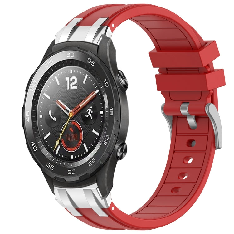 For Huawei Watch 2 20mm Quick Release Silver Buckle Royal Silicone Watch Band(Red) - free shipping - PMC TechLife - Order now!