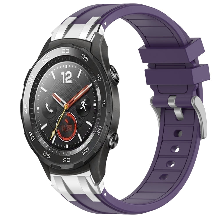 For Huawei Watch 2 20mm Quick Release Silver Buckle Royal Silicone Watch Band(Purple) - free shipping - PMC TechLife - Order now!