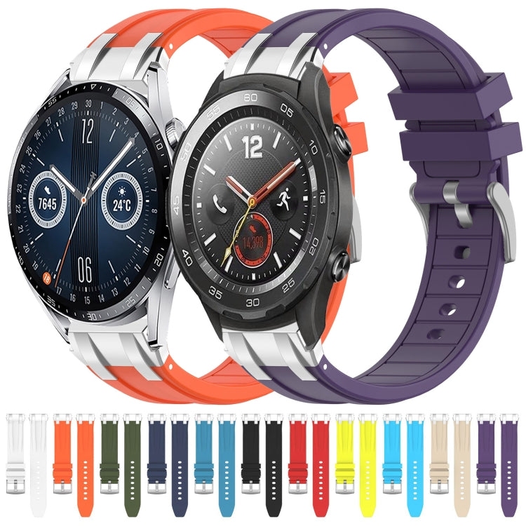 For Huawei Watch GT2 42mm 20mm Quick Release Silver Buckle Royal Silicone Watch Band(Orange) - free shipping - PMC TechLife - Order now!