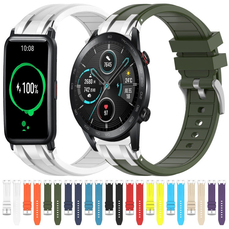 For Honor Magic Watch 2 42mm 20mm Quick Release Silver Buckle Royal Silicone Watch Band(Black) - free shipping - PMC TechLife - Order now!