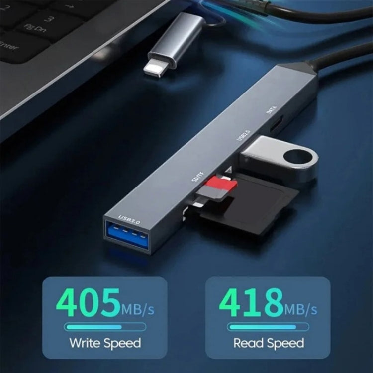 ADS-805 8 Pin + Type-C to USB-C Data + USB 2.0 / 3.0 + SD / TF Card Reader Hub Expansion Converter - USB HUB by PMC TechLife | Online Shopping South Africa | PMC TechLife | Buy Now Pay Later Mobicred