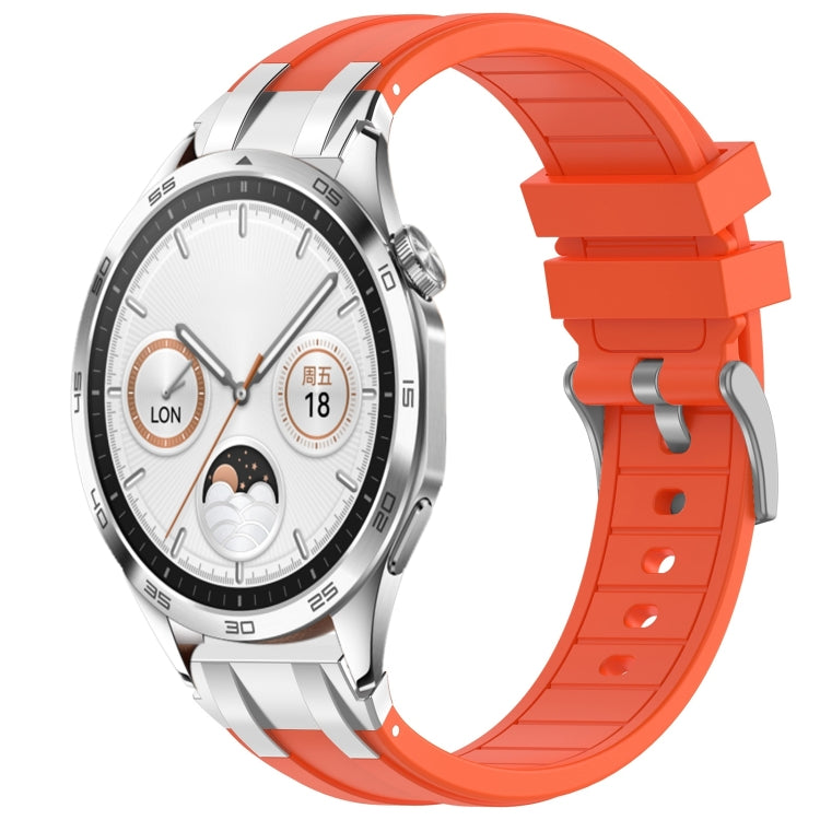 For Huawei Watch GT4 46mm 22mm Quick Release Silver Buckle Royal Silicone Watch Band(Orange) - free shipping - PMC TechLife - Order now!