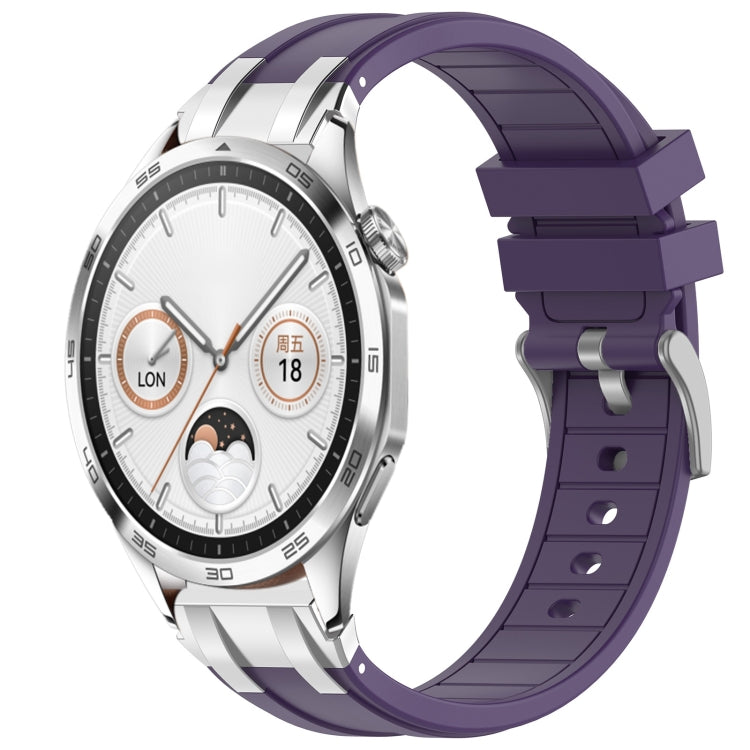 For Huawei Watch GT4 46mm 22mm Quick Release Silver Buckle Royal Silicone Watch Band(Purple) - free shipping - PMC TechLife - Order now!