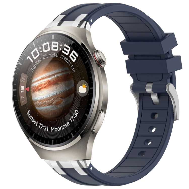 For Huawei Watch 4 Pro 22mm Quick Release Silver Buckle Royal Silicone Watch Band(Navy Blue) - free shipping - PMC TechLife - Order now!