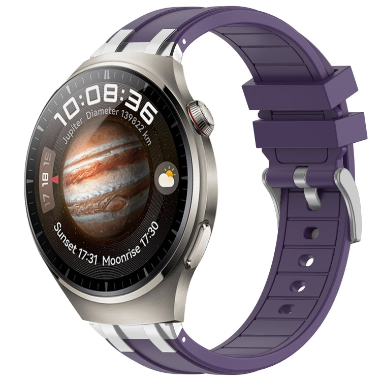 For Huawei Watch 4 Pro 22mm Quick Release Silver Buckle Royal Silicone Watch Band(Purple) - free shipping - PMC TechLife - Order now!