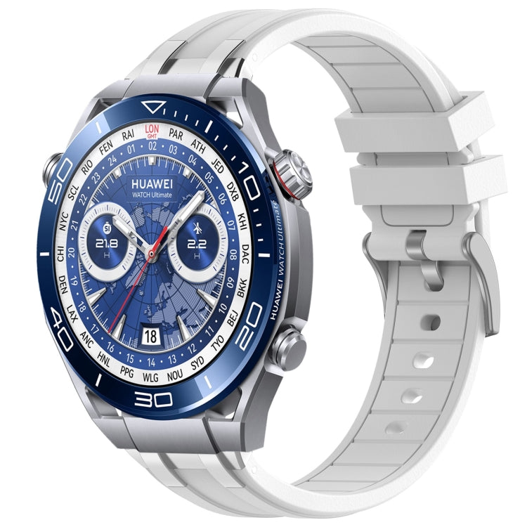 For Huawei Watch Ultimate 22mm Quick Release Silver Buckle Royal Silicone Watch Band(White) - free shipping - PMC TechLife - Order now!