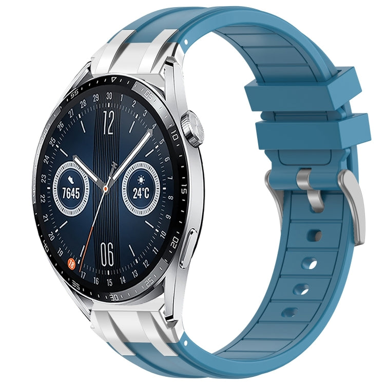 For Huawei Watch GT3 46mm 22mm Quick Release Silver Buckle Royal Silicone Watch Band(Sea Blue) - free shipping - PMC TechLife - Order now!
