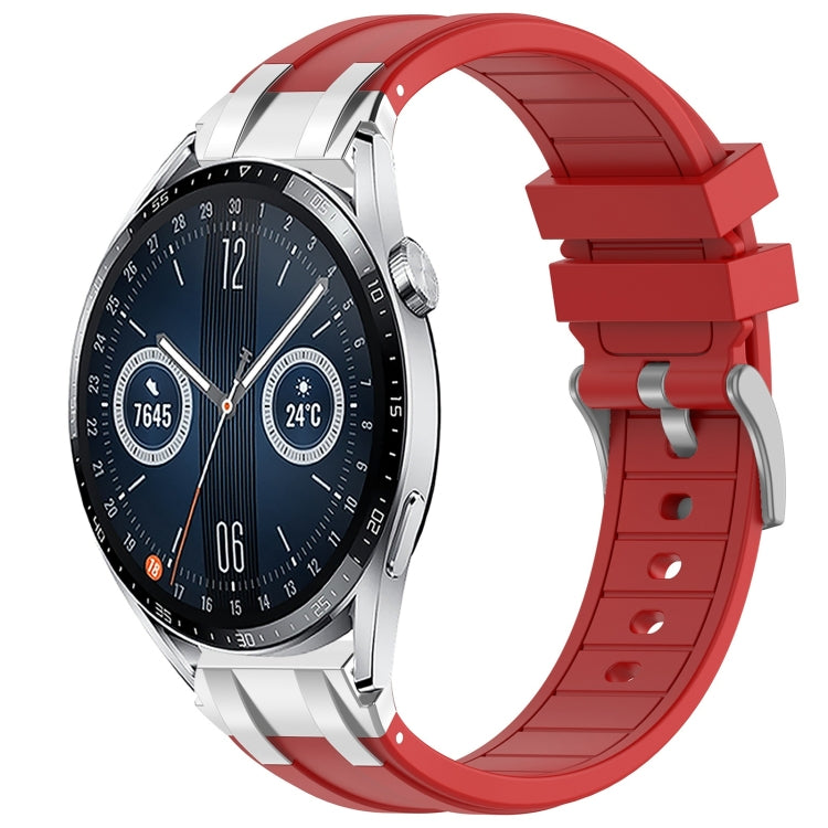 For Huawei Watch GT3 46mm 22mm Quick Release Silver Buckle Royal Silicone Watch Band(Red) - free shipping - PMC TechLife - Order now!