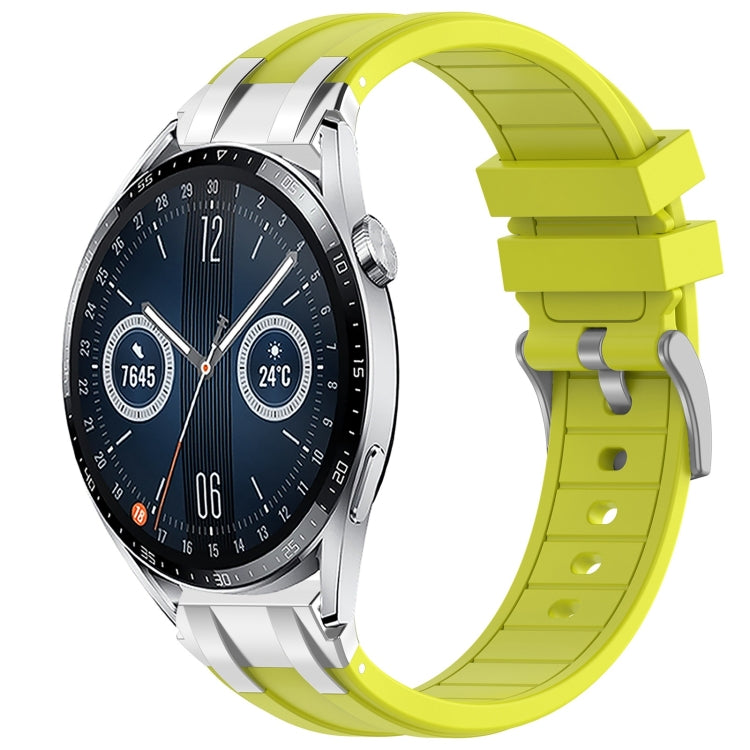 For Huawei Watch GT3 46mm 22mm Quick Release Silver Buckle Royal Silicone Watch Band(Vital Yellow) - free shipping - PMC TechLife - Order now!