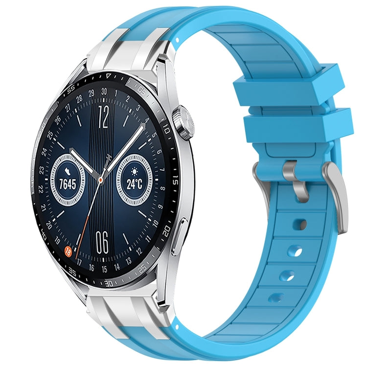 For Huawei Watch GT3 46mm 22mm Quick Release Silver Buckle Royal Silicone Watch Band(Sky Blue) - free shipping - PMC TechLife - Order now!