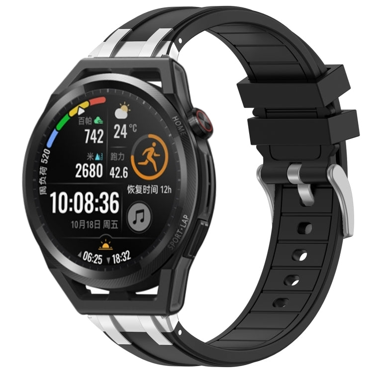 For Huawei Watch GT Runner 22mm Quick Release Silver Buckle Royal Silicone Watch Band(Black) - free shipping - PMC TechLife - Order now!