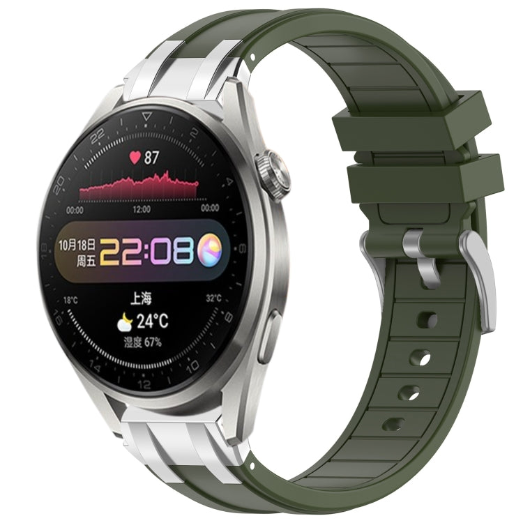 For Huawei Watch3 Pro 22mm Quick Release Silver Buckle Royal Silicone Watch Band(Olive Green) - free shipping - PMC TechLife - Order now!