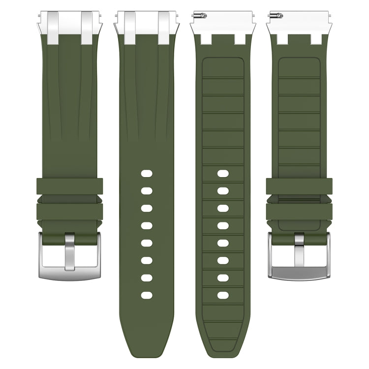 For Huawei Watch3 Pro 22mm Quick Release Silver Buckle Royal Silicone Watch Band(Olive Green) - free shipping - PMC TechLife - Order now!