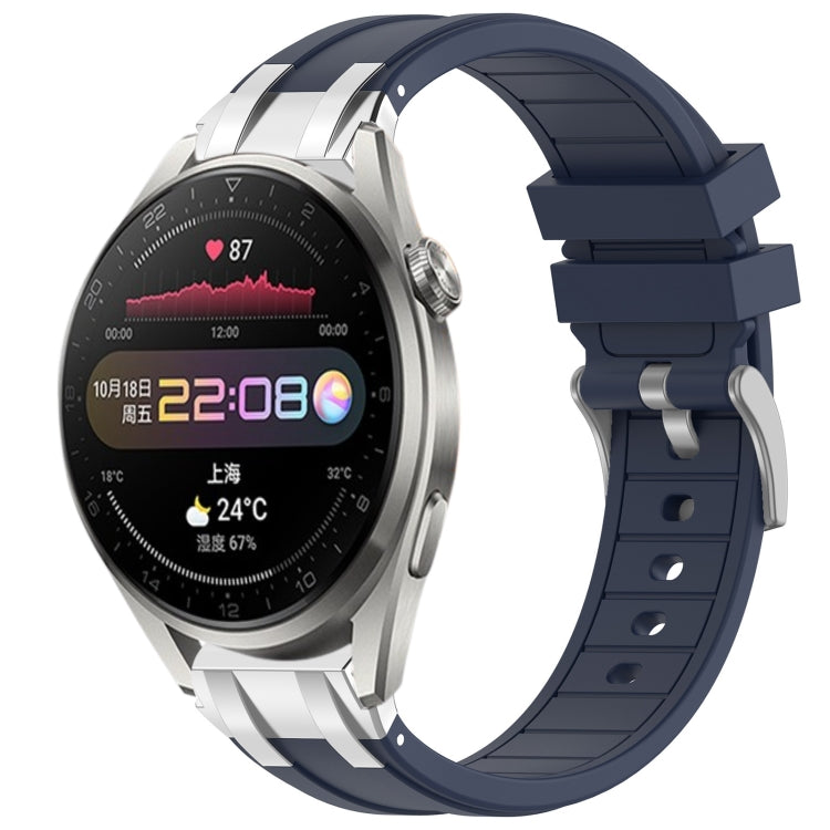For Huawei Watch3 Pro 22mm Quick Release Silver Buckle Royal Silicone Watch Band(Navy Blue) - free shipping - PMC TechLife - Order now!
